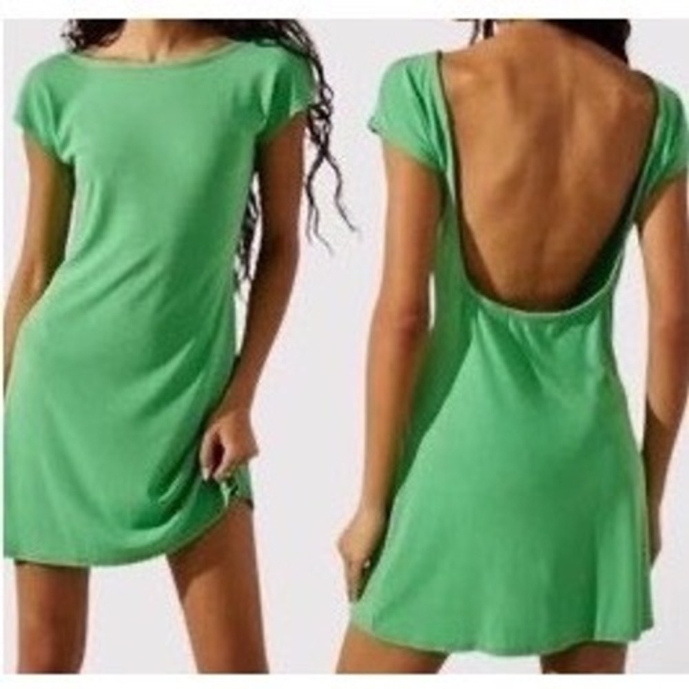 Free People Beach Emerald Bay Green Open Back Mini Dress XL